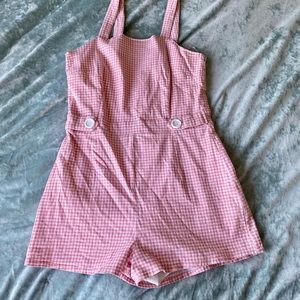 Pink and white vintage style play suit
